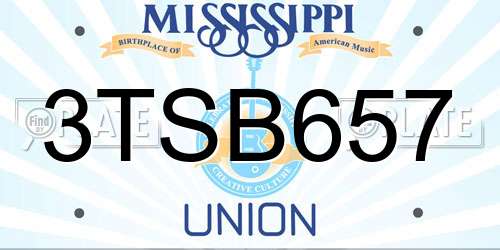 3TSB657 Mississippi License Plate