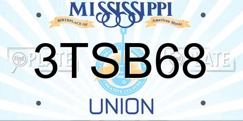 3TSB68 Mississippi License Plate