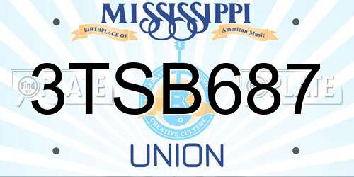 3TSB687 Mississippi License Plate