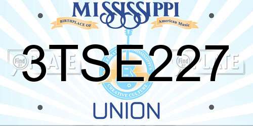 3TSE227 Mississippi License Plate