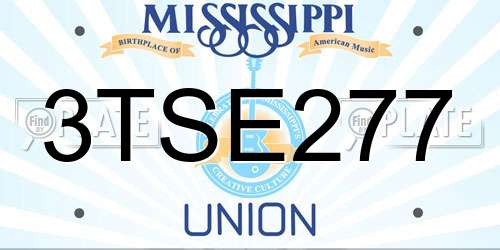 3TSE277 Mississippi License Plate