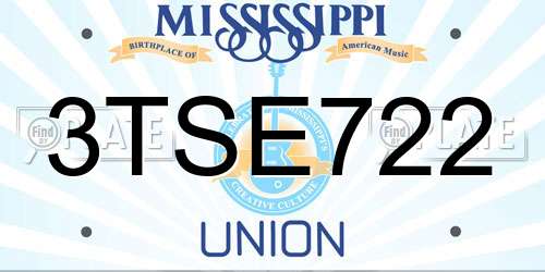 3TSE722 Mississippi License Plate