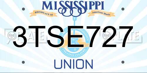 3TSE727 Mississippi License Plate