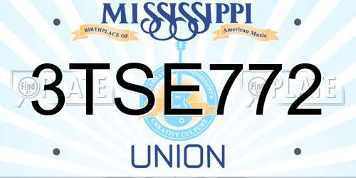 3TSE772 Mississippi License Plate