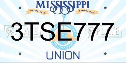 3TSE777 Mississippi License Plate