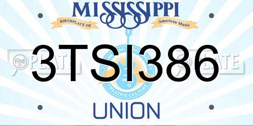 3TSI386 Mississippi License Plate