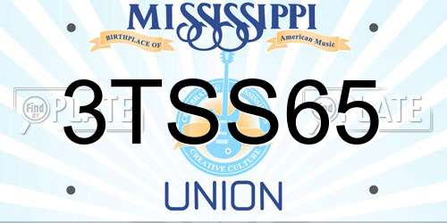 3TSS65 Mississippi License Plate