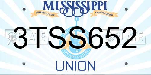3TSS652 Mississippi License Plate