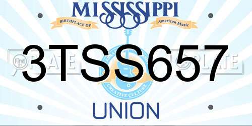3TSS657 Mississippi License Plate