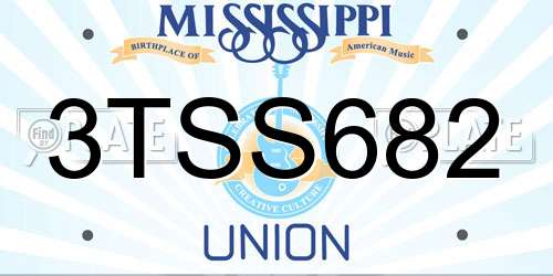 3TSS682 Mississippi License Plate