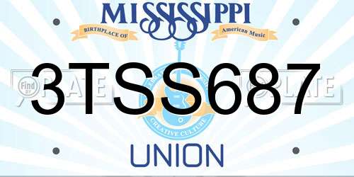 3TSS687 Mississippi License Plate