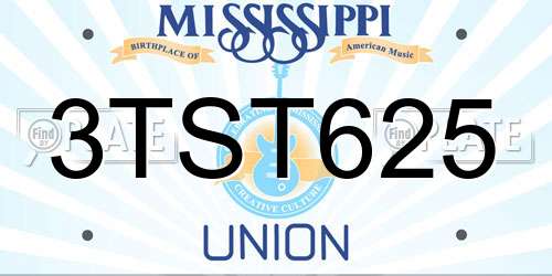 3TST625 Mississippi License Plate