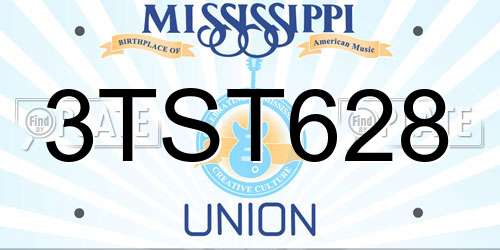 3TST628 Mississippi License Plate