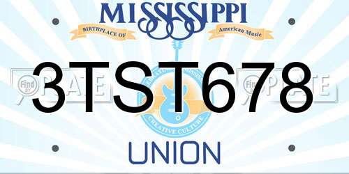3TST678 Mississippi License Plate