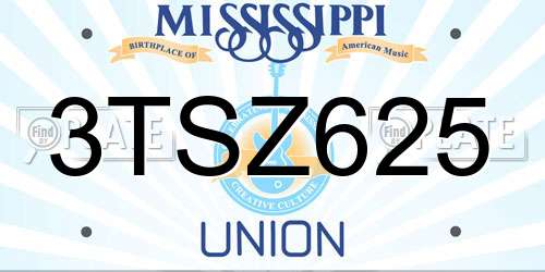 3TSZ625 Mississippi License Plate