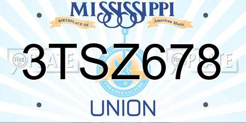 3TSZ678 Mississippi License Plate