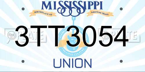3TT3054 Mississippi License Plate