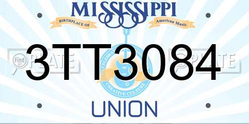 3TT3084 Mississippi License Plate