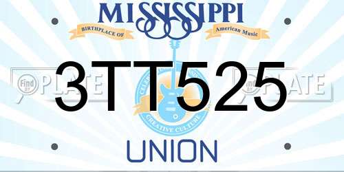 3TT525 Mississippi License Plate
