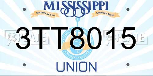 3TT8015 Mississippi License Plate