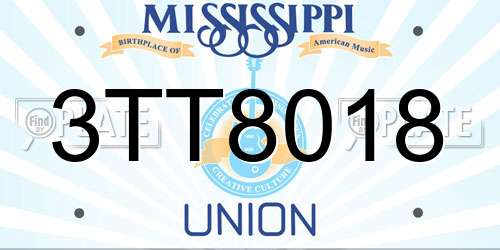 3TT8018 Mississippi License Plate