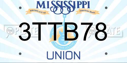 3TTB78 Mississippi License Plate