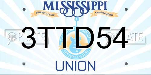 3TTD54 Mississippi License Plate