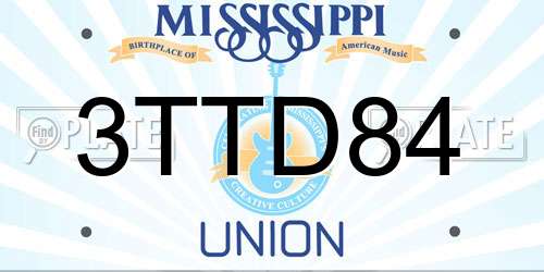 3TTD84 Mississippi License Plate