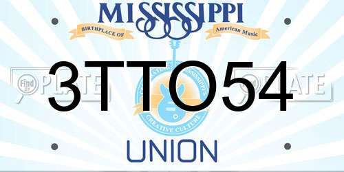 3TTO54 Mississippi License Plate