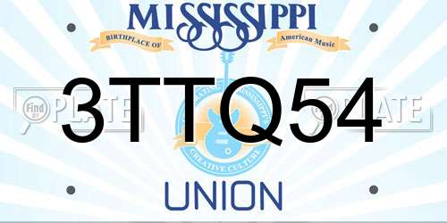 3TTQ54 Mississippi License Plate