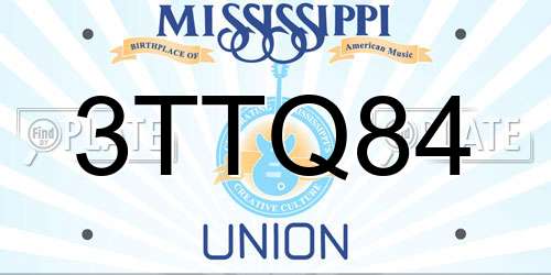 3TTQ84 Mississippi License Plate