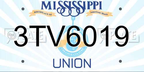 3TV6019 Mississippi License Plate