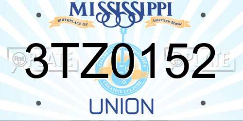 3TZ0152 Mississippi License Plate