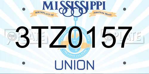 3TZ0157 Mississippi License Plate