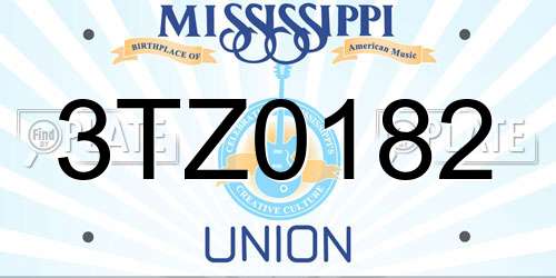 3TZ0182 Mississippi License Plate