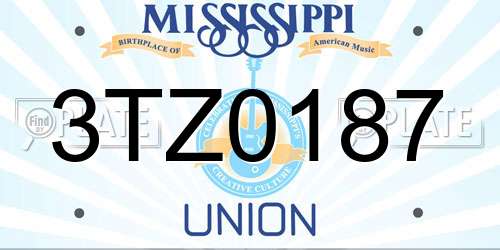 3TZ0187 Mississippi License Plate
