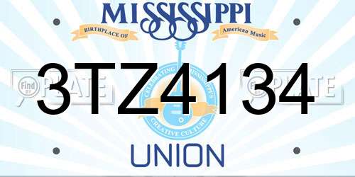 3TZ4134 Mississippi License Plate