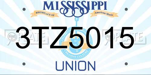 3TZ5015 Mississippi License Plate