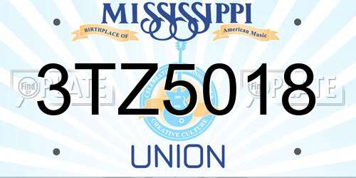 3TZ5018 Mississippi License Plate