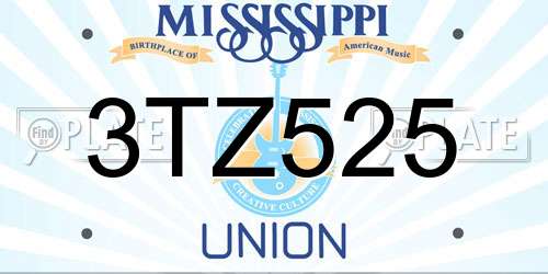 3TZ525 Mississippi License Plate