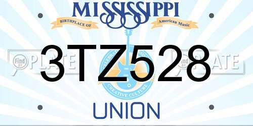 3TZ528 Mississippi License Plate