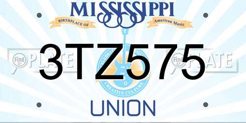 3TZ575 Mississippi License Plate