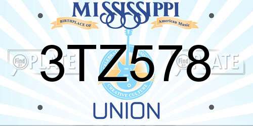 3TZ578 Mississippi License Plate