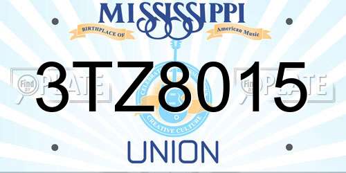 3TZ8015 Mississippi License Plate