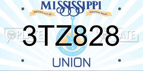 3TZ828 Mississippi License Plate