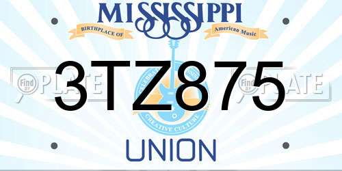 3TZ875 Mississippi License Plate