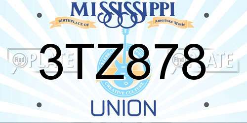 3TZ878 Mississippi License Plate