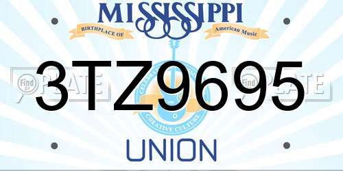 3TZ9695 Mississippi License Plate
