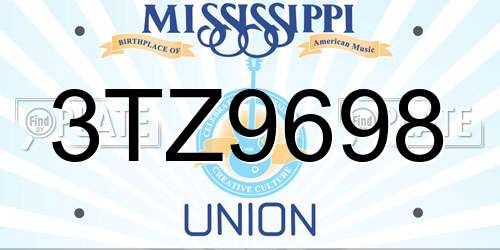 3TZ9698 Mississippi License Plate