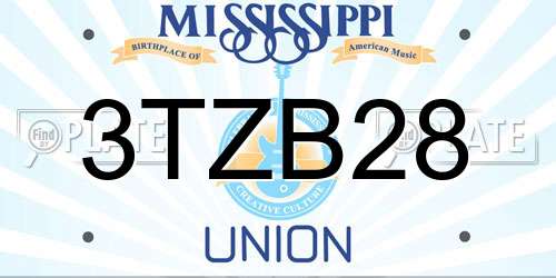 3TZB28 Mississippi License Plate